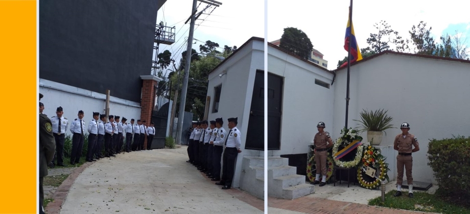 Embajada de Colombia en Guatemala rindió homenaje a las víctimas del atentado en la Escuela de la Policía Nacional General Francisco de Paula Santander en Bogotá